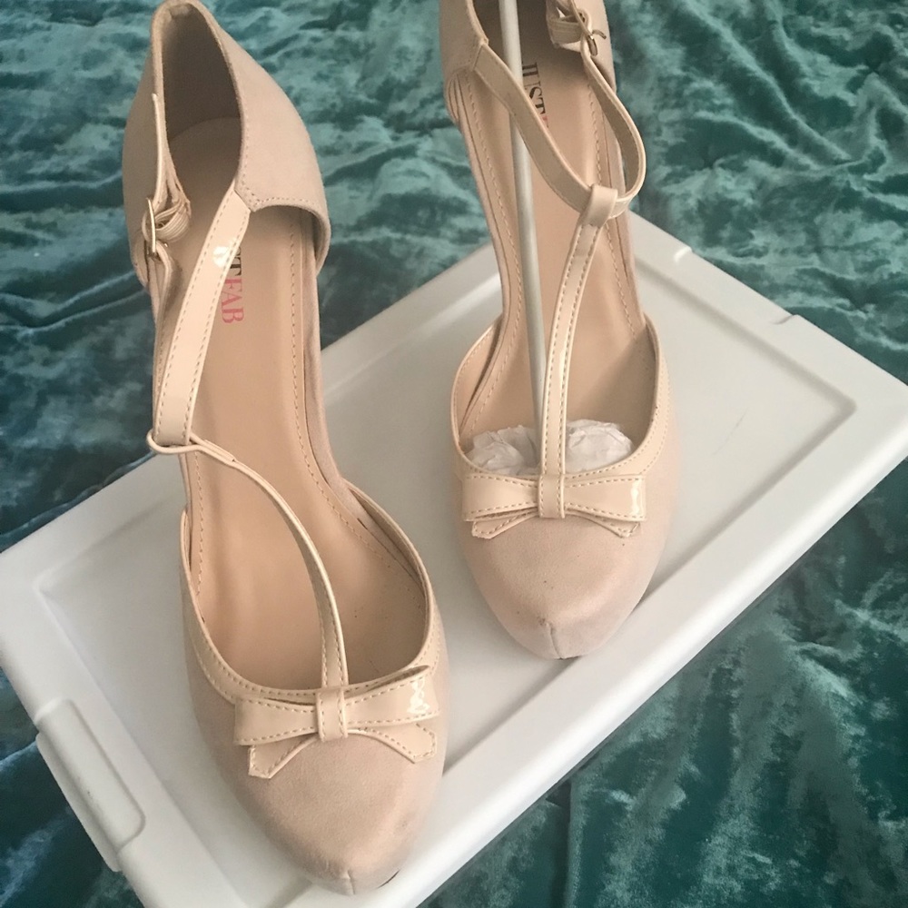 Soft pink suede heels